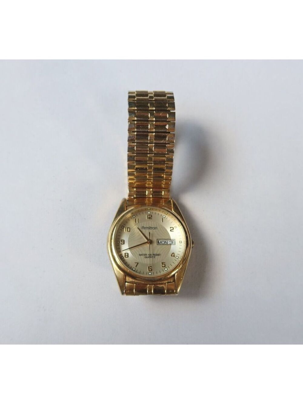 Vintage Armitron 20/1142 Gold Tone Day Date Quartz Watch Japan Movement